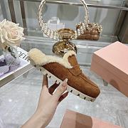 Miu Miu Shearling-lined Suede Slippers Brown - 3