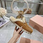 Miu Miu Shearling-lined Suede Slippers Light Brown - 5