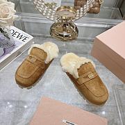 Miu Miu Shearling-lined Suede Slippers Light Brown - 2