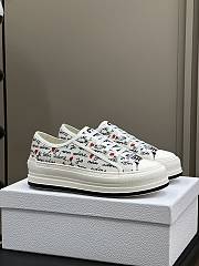 Dioramour Walk'n'Dior Platform Sneaker White Cotton with Embroidered Black and Red Je Vous Adore Motif - 1