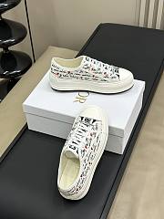 Dioramour Walk'n'Dior Platform Sneaker White Cotton with Embroidered Black and Red Je Vous Adore Motif - 6