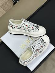 Dioramour Walk'n'Dior Platform Sneaker White Cotton with Embroidered Black and Red Je Vous Adore Motif - 4