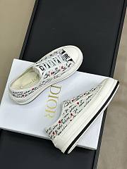 Dioramour Walk'n'Dior Platform Sneaker White Cotton with Embroidered Black and Red Je Vous Adore Motif - 3