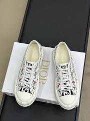 Dioramour Walk'n'Dior Platform Sneaker White Cotton with Embroidered Black and Red Je Vous Adore Motif - 2