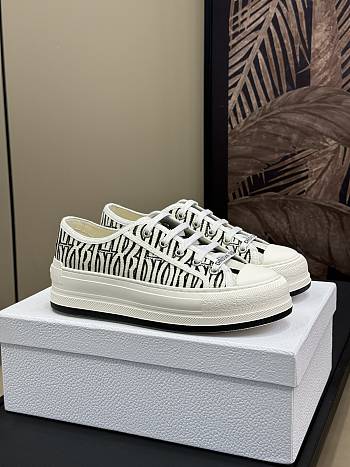 Walk'n'Dior Platform Sneaker Embroidered Cotton with White and Black Miss Dior Allover Motif