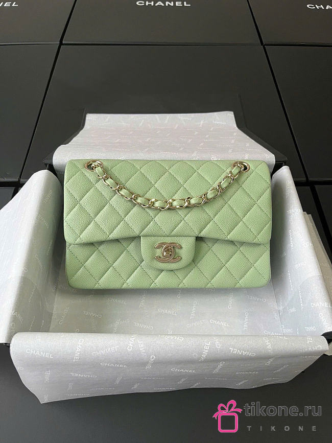 Chanel Small Classic Flap Caviar Quilted Mint Green - 23x14.5x6cm - 1