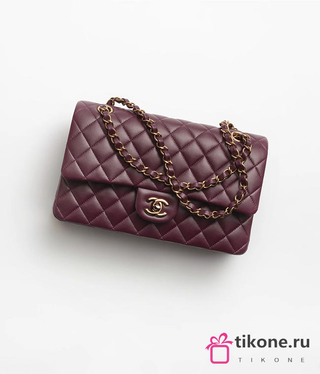 Chanel Classic 11.12 Handbag Lambskin Burgundy - 25.5x15.5x6.5cm - 1