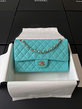 Chanel Small Classic Flap Caviar Quilted Tiffany Blue - 23x14.5x6cm