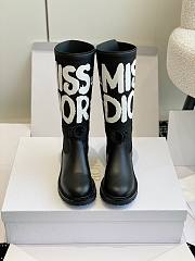 Dior D-Major Boot Black Technical Fabric with White Miss Dior Graffiti Print and Black Calfskin - 1