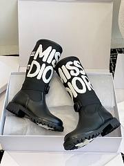 Dior D-Major Boot Black Technical Fabric with White Miss Dior Graffiti Print and Black Calfskin - 6