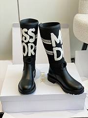 Dior D-Major Boot Black Technical Fabric with White Miss Dior Graffiti Print and Black Calfskin - 5