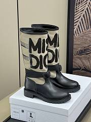 Dior D-Major Boot Warm Taupe Technical Canvas with Black Miss Dior Graffiti Print and Black Calfskin - 1