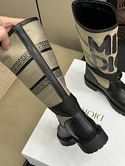 Dior D-Major Boot Warm Taupe Technical Canvas with Black Miss Dior Graffiti Print and Black Calfskin - 6