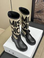 Dior D-Major Boot Warm Taupe Technical Canvas with Black Miss Dior Graffiti Print and Black Calfskin - 5