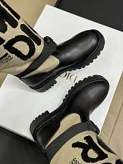 Dior D-Major Boot Warm Taupe Technical Canvas with Black Miss Dior Graffiti Print and Black Calfskin - 4