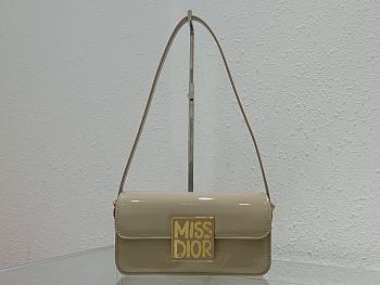 Miss Dior Flap Bag Rope Beige Patent Calfskin - 22x11x6cm