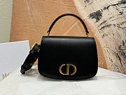 Dior Medium 30 Montaigne Avenue Top Handle Bag Black Ribbed Calfskin - 19x12x8cm - 1