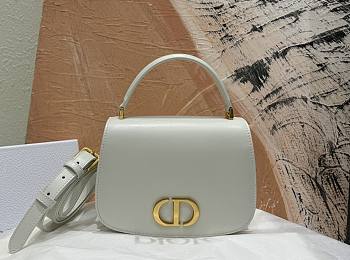 Dior Medium 30 Montaigne Avenue Top Handle Bag White Ribbed Calfskin - 19x12x8cm