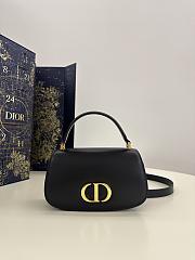 Dior Small 30 Montaigne Avenue Top Handle Bag Black Ribbed Calfskin - 19x9x8cm - 1