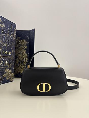 Dior Small 30 Montaigne Avenue Top Handle Bag Black Ribbed Calfskin - 19x9x8cm