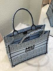 Medium Dior Book Tote Pale Blue and Black Miss Dior Allover Embroidery - 36x27.5x16.5cm - 2