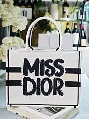 Medium Dior Book Tote White and Blue Miss Dior Graffiti Embroidery - 36x27.5x16.5cm - 2