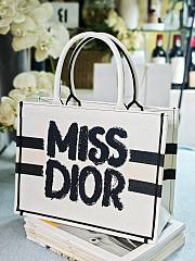 Medium Dior Book Tote White and Blue Miss Dior Graffiti Embroidery - 36x27.5x16.5cm - 6