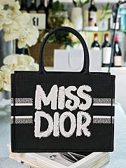 Medium Dior Book Tote Black and White Miss Dior Graffiti Embroidery - 36x27.5x16.5cm - 4