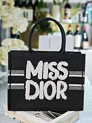 Medium Dior Book Tote Black and White Miss Dior Graffiti Embroidery - 36x27.5x16.5cm - 3