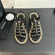 Chanel Chain Ankle Strap Sandals Black - 1