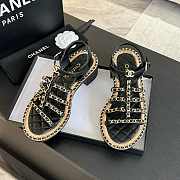 Chanel Chain Ankle Strap Sandals Black - 5