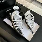 Chanel Chain Ankle Strap Sandals White  - 5