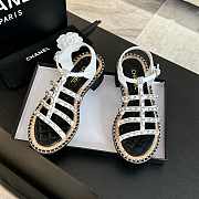 Chanel Chain Ankle Strap Sandals White  - 3