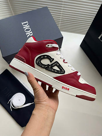 Dior B57 Low-Top Sneaker Burgundy and White Smooth Calfskin 