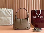 Gucci Jackie 1961 Small Shoulder Bag Taupe Grain Leather - 19x27.5x4cm - 3