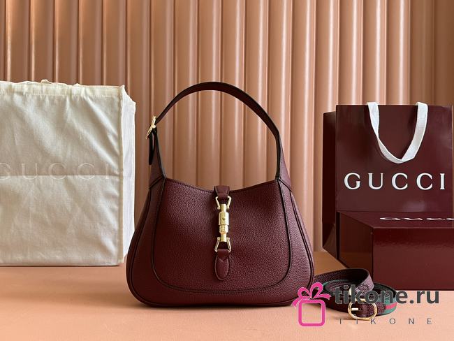 Gucci Jackie 1961 Small Shoulder Bag Red Grain Leather - 19x27.5x4cm - 1