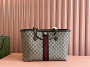 Gucci Ophidia Medium Tote Bag Beige/ Ebony GG Supreme Canvas Brown Leather - 38x28x14cm - 1