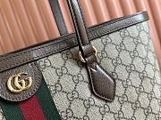 Gucci Ophidia Medium Tote Bag Beige/ Ebony GG Supreme Canvas Brown Leather - 38x28x14cm - 2