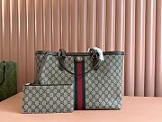 Gucci Ophidia GG Medium Tote Bag Beige/ Ebony GG Supreme Canvas Brown Leather - 38x28x14cm - 1