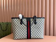 Gucci Ophidia Medium Tote Bag Beige/ Blue GG Supreme Canvas Blue Leather - 38x28x14cm - 2