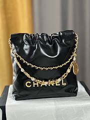 Chanel 22 Mini Handbag Shiny Calfskin Imitation Pearls & Gold-Tone Metal Black - 20×19×6cm - 1