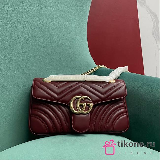 Gucci GG Marmont Small Shoulder Red Leather - 26x13x6cm - 1