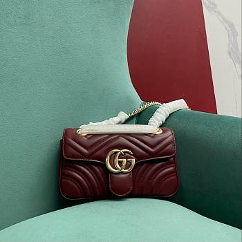 Gucci GG Marmont Mini Shoulder Red Leather - 22x13x6cm