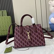 Gucci Small Tote Bag With GG Shadow Red - 24x17.5x8.5cm - 1