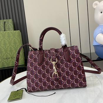 Gucci Small Tote Bag With GG Shadow Red - 24x17.5x8.5cm