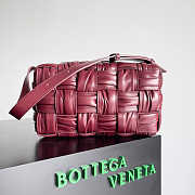 Bottega Veneta Brich Cassette Small Leather Shoulder Bag Red - 28x16x10cm - 3