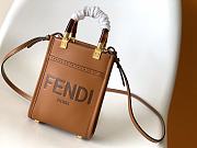 Fendi Mini Sunshine Shopper Brown Leather Mini Bag - 13x6.5x18cm - 1