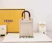 Fendi Mini Sunshine Shopper White Leather Mini Bag - 13x6.5x18cm - 5