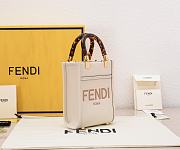 Fendi Mini Sunshine Shopper White Leather Mini Bag - 13x6.5x18cm - 4