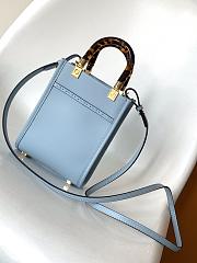 Fendi Mini Sunshine Shopper Blue Leather Mini Bag - 13x6.5x18cm - 2